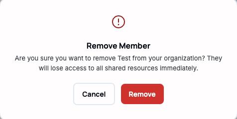 The "Remove Member" confirmation dialog