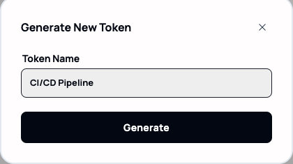 The "Generate New Token" dialog with a Token Name field
